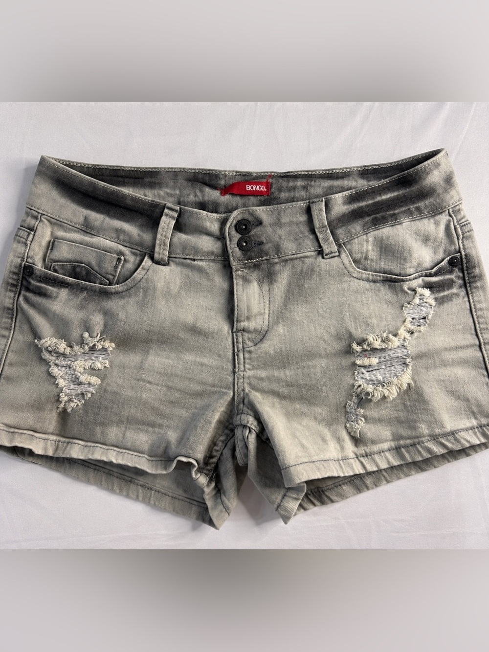 Bongo Juniors 11 Gray Acid Wash Distressed Denim Shorts Y2K